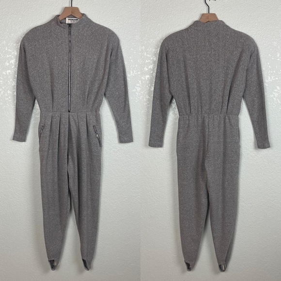 Tapemeasure Vintage Long Sleeve Jumpsuit with Stirrups Heathered Gray Small - Picture 2 of 9